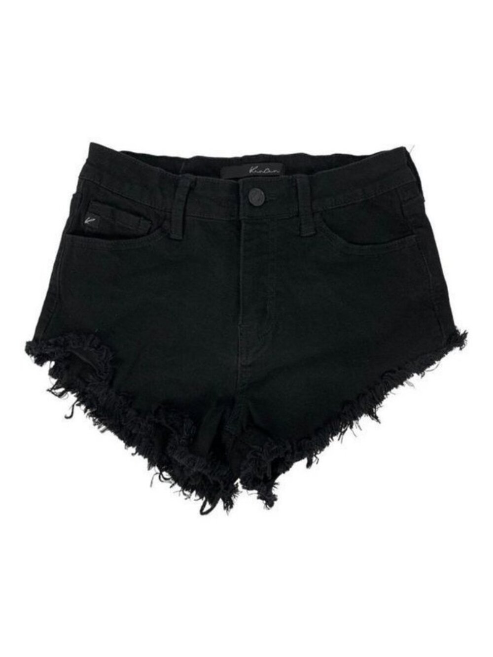KanCan Womens Black Distressed High Rise Frayed Hem Denim Shorts Size W5 26